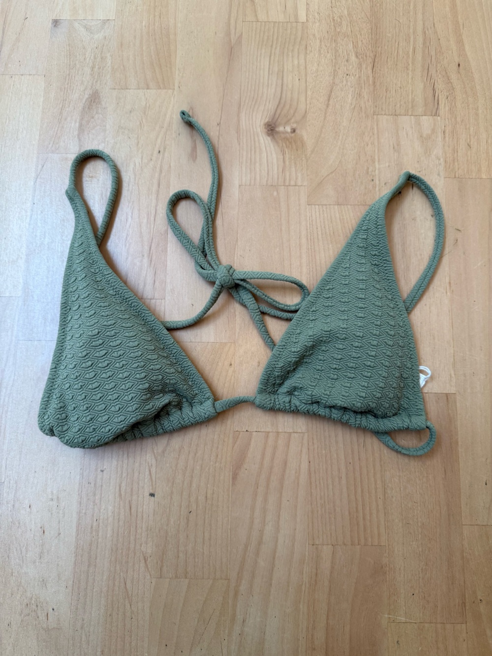 Roxy Olive Green Textured Triangle Bikini Top
